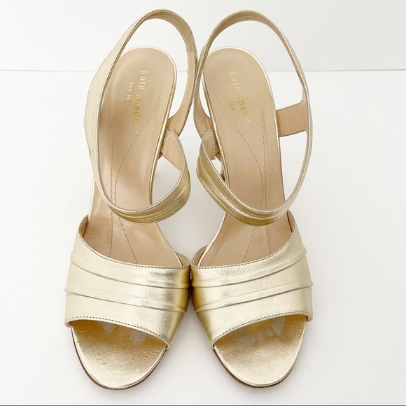 Kate Spade Helen Sandal Gold Metallic Heels - Picture 2 of 12